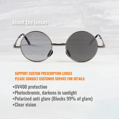 Photochromic Sunglasses Foldable Polarized Round Frame Summer 2026 Glare Reduction for Driving