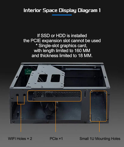 Boîtier Mini ITX HTPC Alimentation 1U Support Maille Compact Théâtre à Domicile