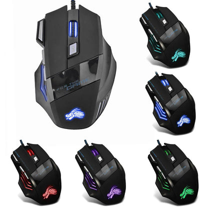 Mouse da gioco cablato USB 7 pulsanti retroilluminato ergonomico comfort