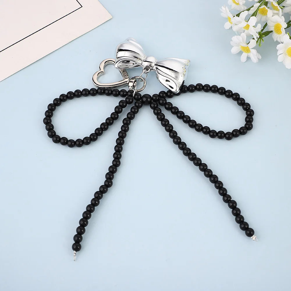 Beaded Pearl Bow Keychain Y2K Bag Charm Cute Gift Accessory