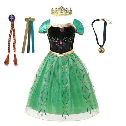 Anna Frozen-prinsessenjurk voor kinderen en meisjes, verjaardagsfeest-, carnavals- en Halloween-kostuum, vestidos 2026