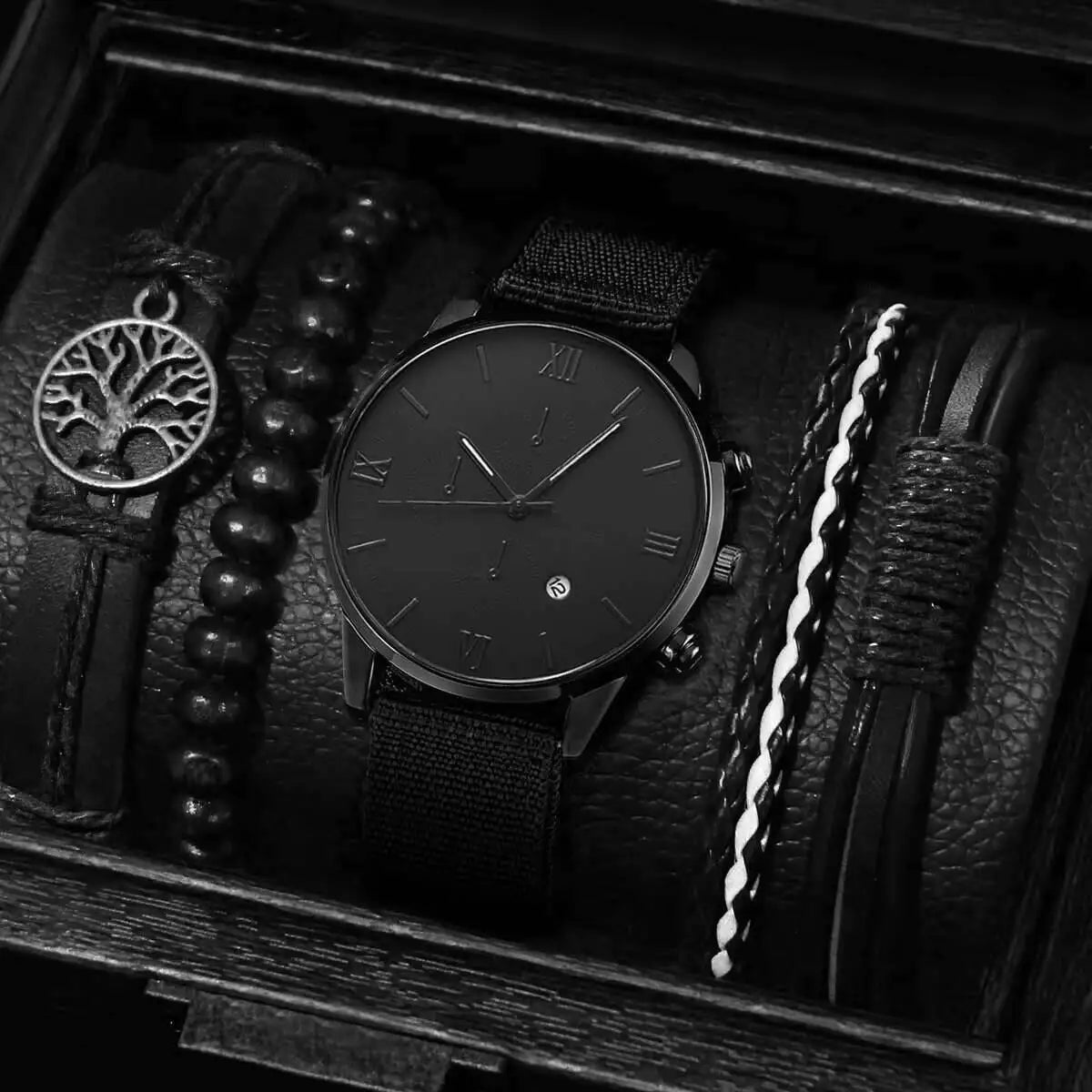 Quartz Watch And Bracelet Set Nylon Band Casual Gift