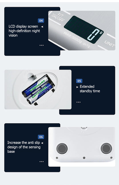 Digital Kitchen Scale Stainless Steel LCD Baking Scale