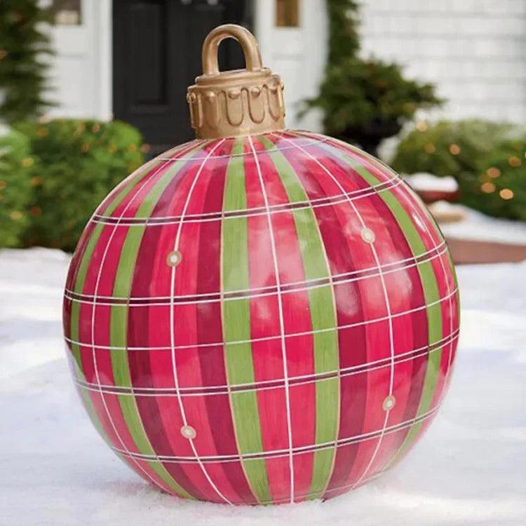 60CM Multicolor PVC Christmas Inflatable Ball - Giant Outdoor Decoration for Holiday Celebrations, Festive Ornaments and Gifts