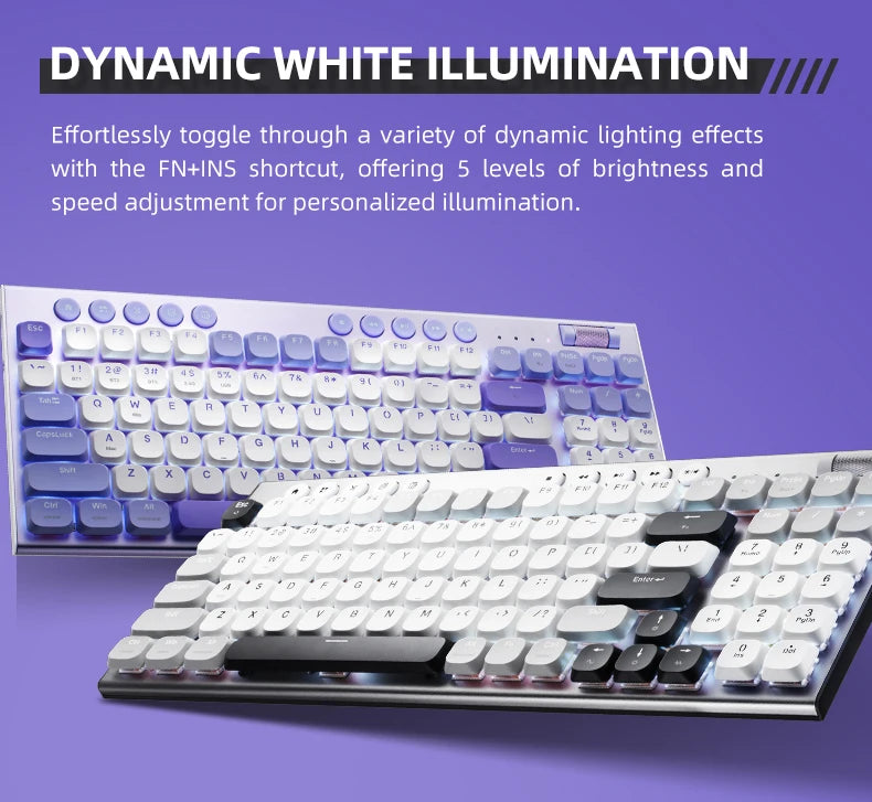 Teclado mecánico inalámbrico de perfil bajo 98 teclas PBT