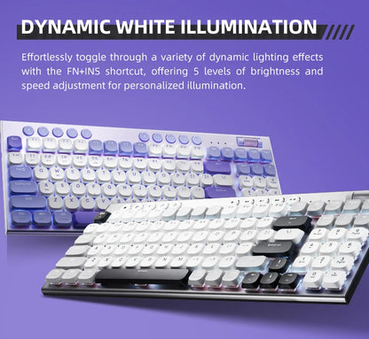 Teclado mecánico inalámbrico de perfil bajo 98 teclas PBT