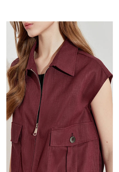 Lightweight Women's Sleeveless Jacket - Linen Cotton, Spring