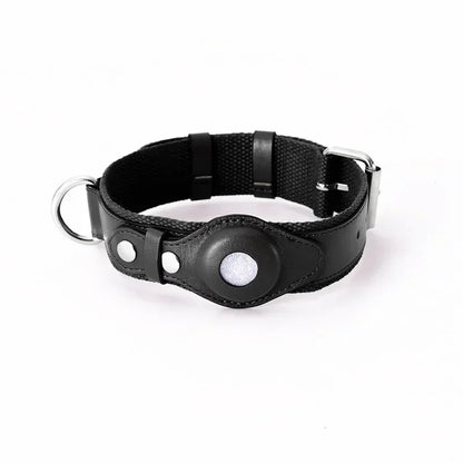 Leder-Hundehalsband verstellbar gepolstert Haustierhalsband mit AirTag-Halter Luxusdesign Ganzjahreskomfort Geschenk