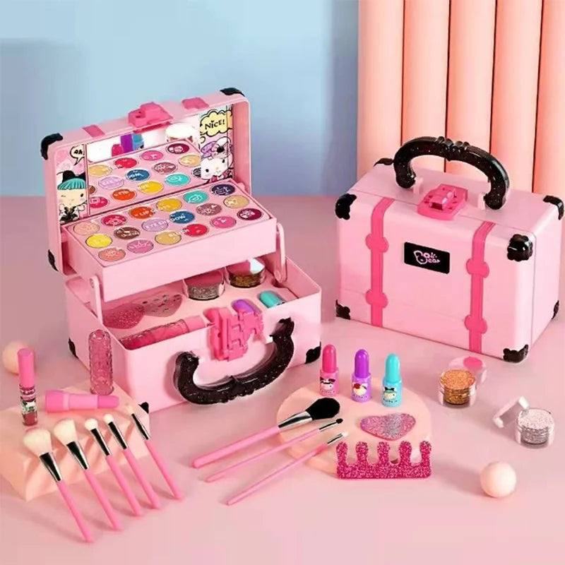 Kit de maquillage princesse pour enfants – Kit cosmétique sûr et non toxique avec rouge à lèvres et fard à paupières