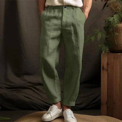 Lente Zomer Casual Linnen Broeken voor Mannen - Ademend Losse Pasvorm Vintage Rechte Broek