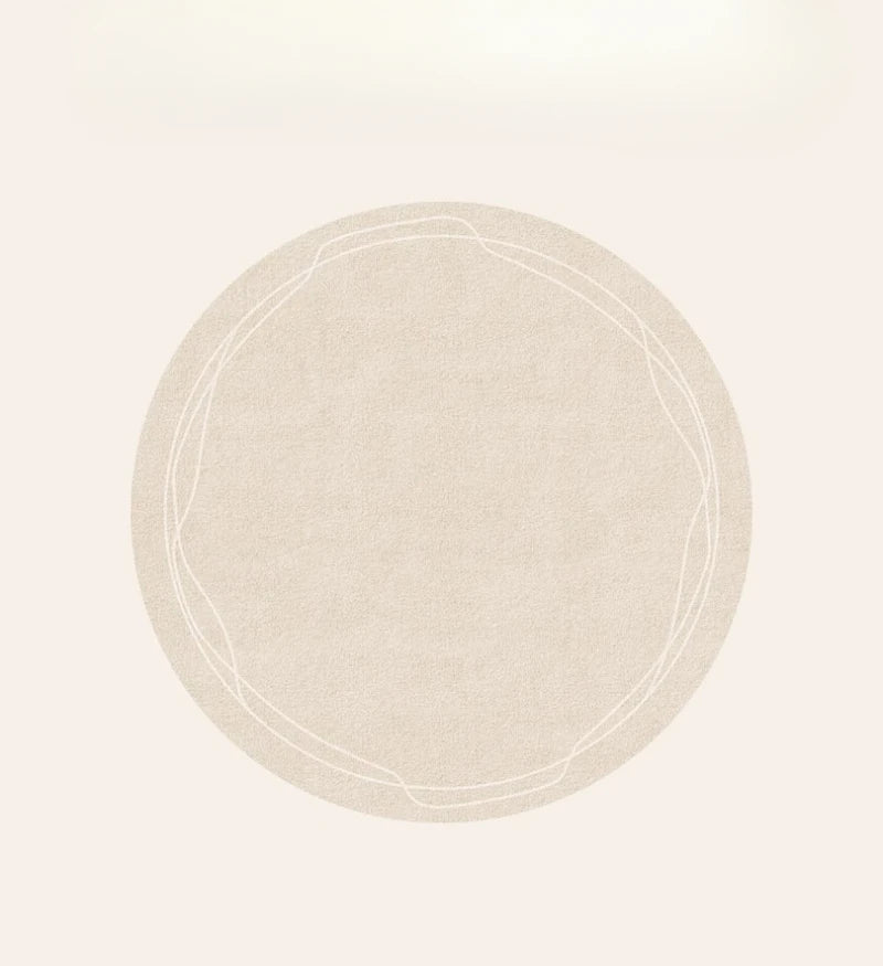 Round Rug Cream Wabi Sabi Luxury Non Slip Waterproof
