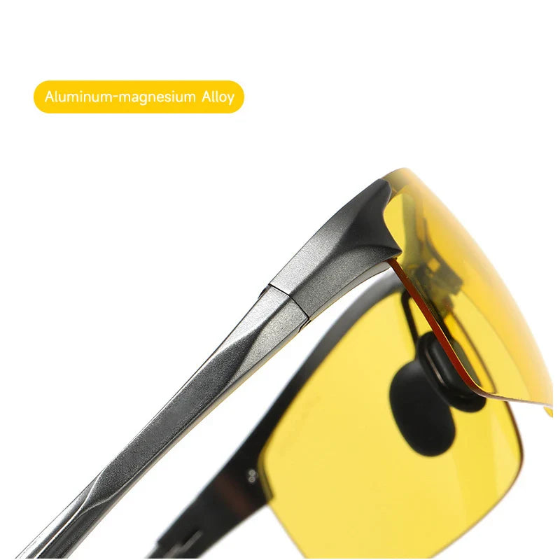 Night Vision Glasses Aluminum Alloy Frame Polarized Sunglasses Day Night Driving UV400 Yellow Lenses Fall 2025 Gift
