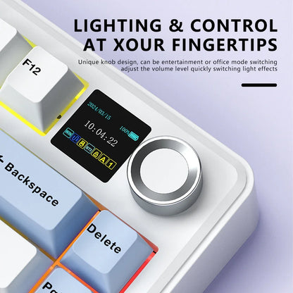 Teclado mecánico para juegos 75% Hot Swap RGB TFT inalámbrico