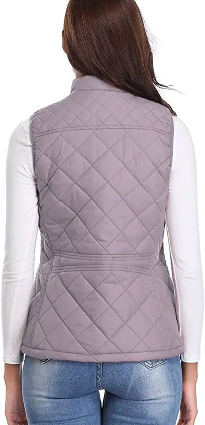 Lightweight Women Quilted Vest - Stand Collar Cotton Winter