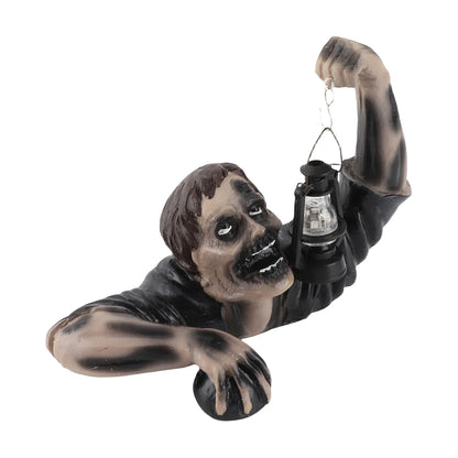 Statua zombie da giardino con lanterna LED decorazione horror esterna per cortile patio prato regalo Halloween 2026