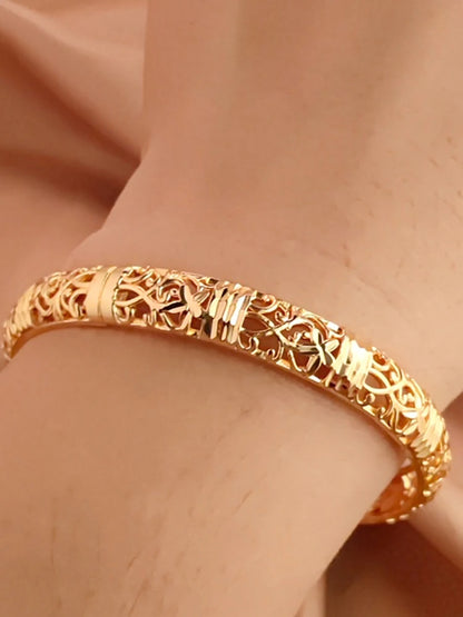 Guld Färgad Armband Öppen Design Bröllopsarmband Dubai Stil