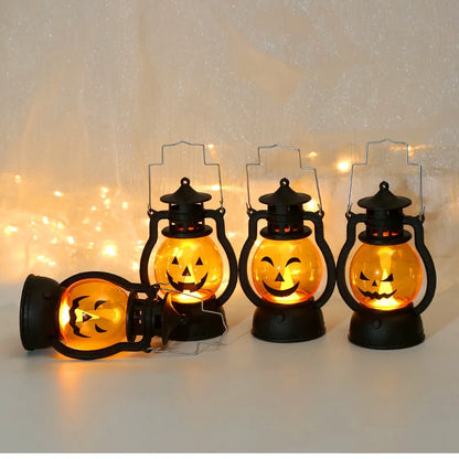 Halloween-LED-hanglamp in de vorm van een pompoen, spooklamp in retro-olielampstijl voor feest- en huisdecoratie, griezelig accessoire 2026