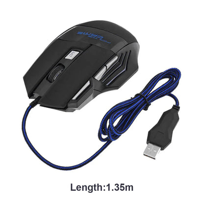 Mouse da gioco cablato USB 7 pulsanti retroilluminato ergonomico comfort