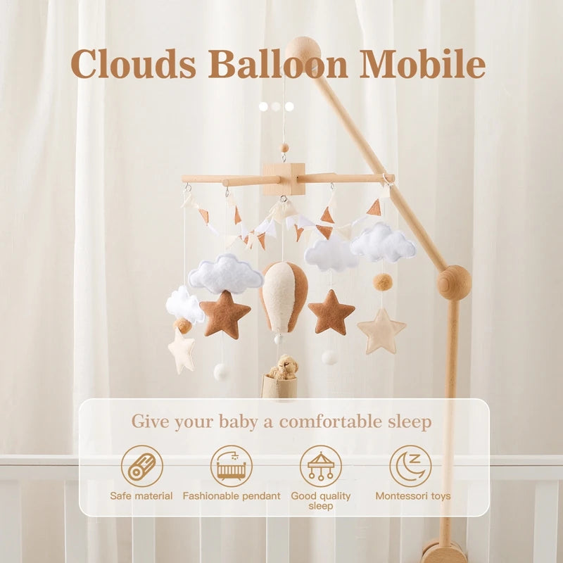 Hot Air Balloon Crib Mobile Newborn Sensory Toys Soothing