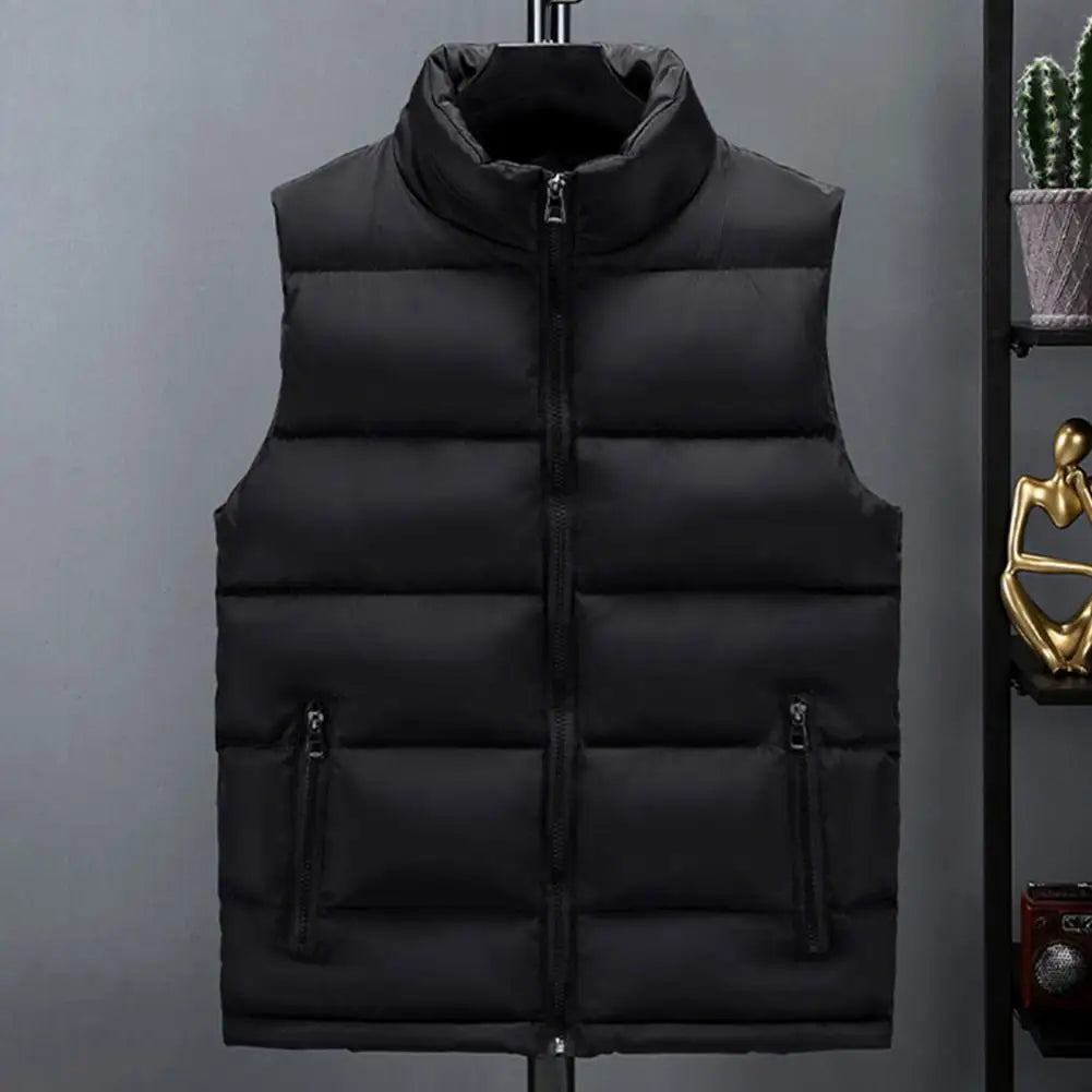Lightweight Men's Puffer Vest - Slim Stand Collar, Quilted