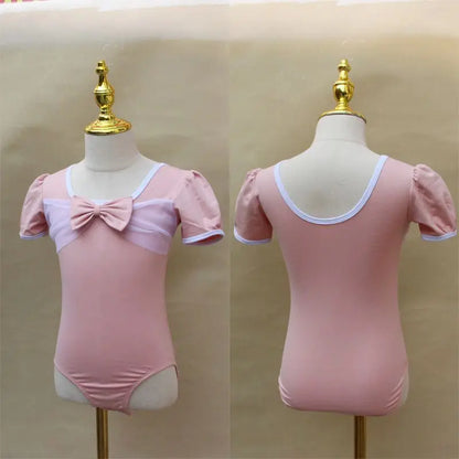 Set body leggero da balletto per ragazze - top con maniche a sbuffo, gonna tutu in tulle, poliestere, per lezione di danza
