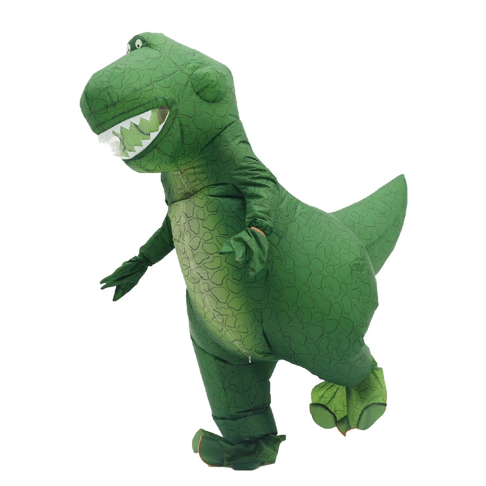 Groen opblaasbaar dinosaurus-mascottekostuum voor volwassenen, personagekostuum voor Halloween en verjaardagsfeest 2026