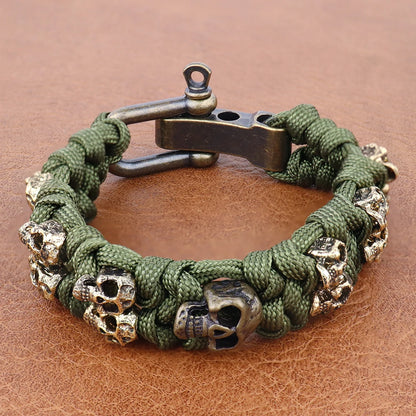 Skull Paracord Bracelet Gothic Wristband Halloween 2026 Gift Idea Adjustable Braided Jewelry