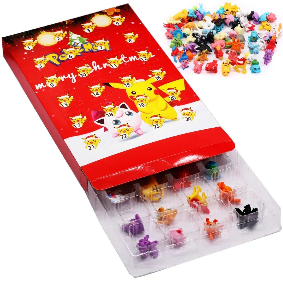 Kawaii Pikachu Christmas Advent Calendar - 24pcs PVC Anime Figures for Kids, Holiday Gift Set