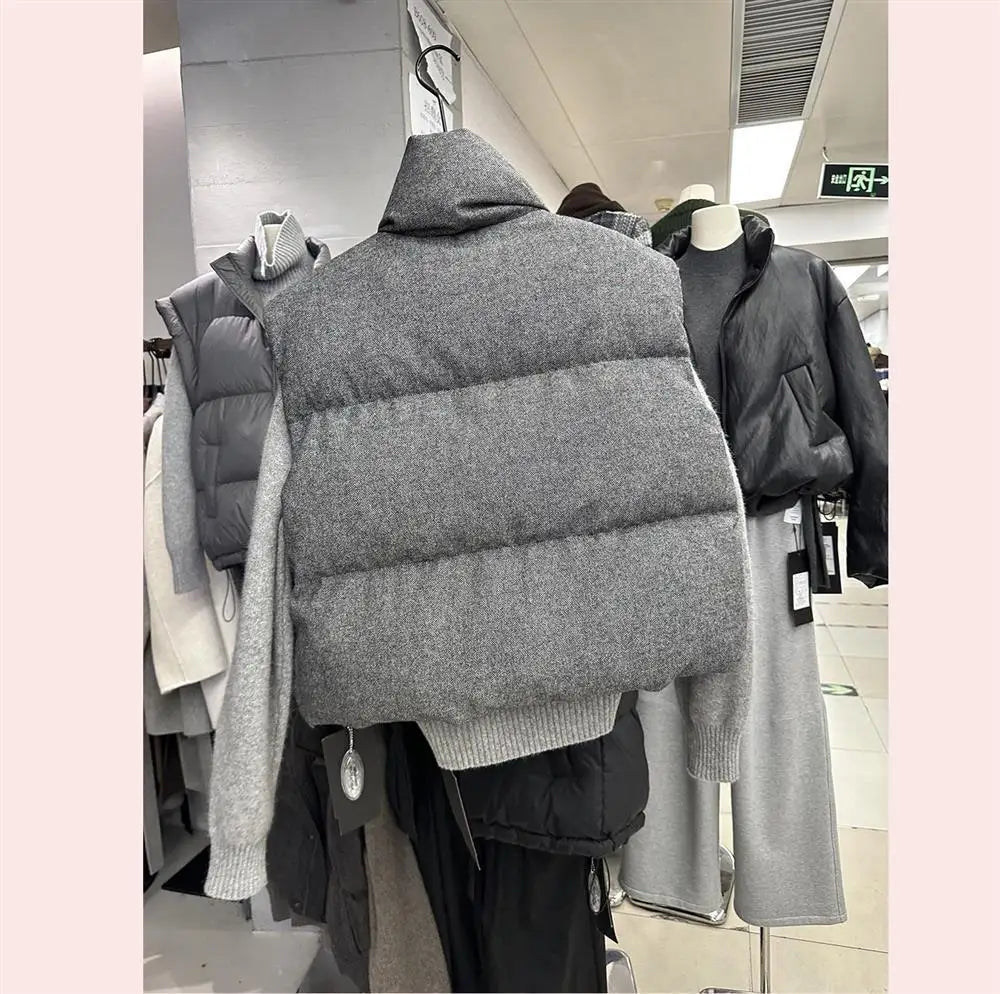 Warm Women's Puffer Vest - Boxy Quilted Polyester Winter