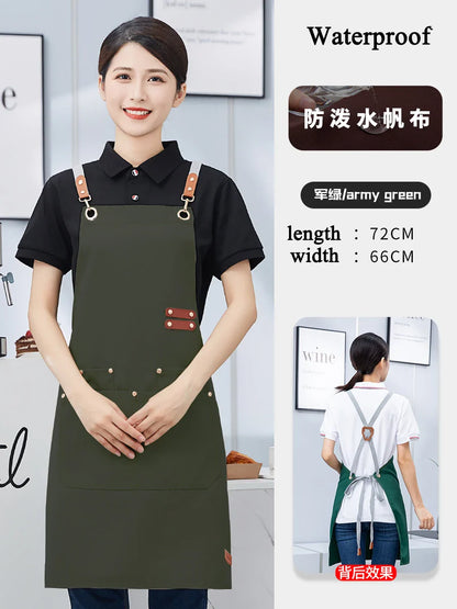 Custom Apron Waterproof Canvas Bib Apron With Adjustable Leather Look Straps Hospitality Fall 2025 Personalized Logo