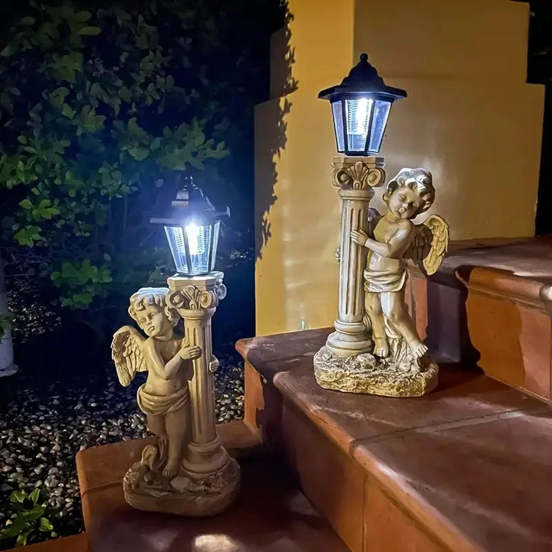 Statua luce angelo solare 49 cm luce da sentiero da giardino esterno decorazione religiosa cattolica idea regalo