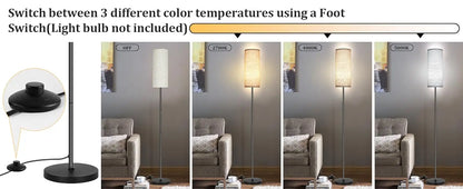Japandi  Modern Floor Lamp With Fabric Shade Stepless Dimming