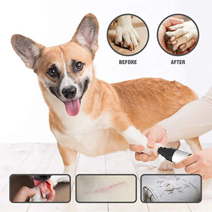 Professional Electric Pet Nail Grinder with Diamond Bit - Low Noise Grooming Tool for Dogs and Cats