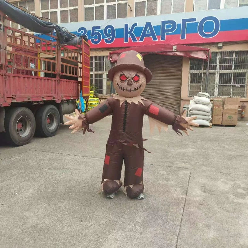 Opblaasbaar Halloween-cosplaykostuum als vogelverschrikker, themafeest met een kwaadaardig horrorthema, outfit voor optredens voor volwassenen 2026