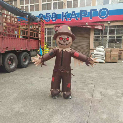 Opblaasbaar Halloween-cosplaykostuum als vogelverschrikker, themafeest met een kwaadaardig horrorthema, outfit voor optredens voor volwassenen 2026