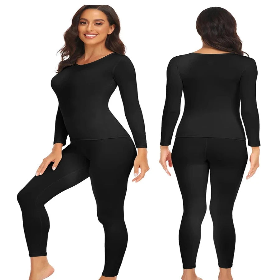 Conjunto de calzoncillos largos térmicos para mujer con forro polar ultrasuave, paquete de 2 capas base para clima frío