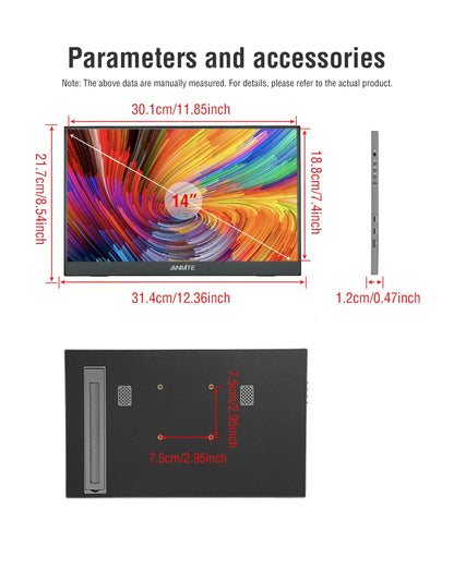 Draagbare Monitor 14.1 Inch Touch IPS HDR10 Tweede Scherm