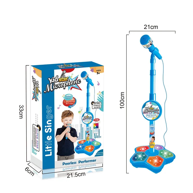 Adjustable Kids Karaoke Microphone with Stand - Fun Music Toy for Boys and Girls, Educational Birthday Gift, MP3 Compatible