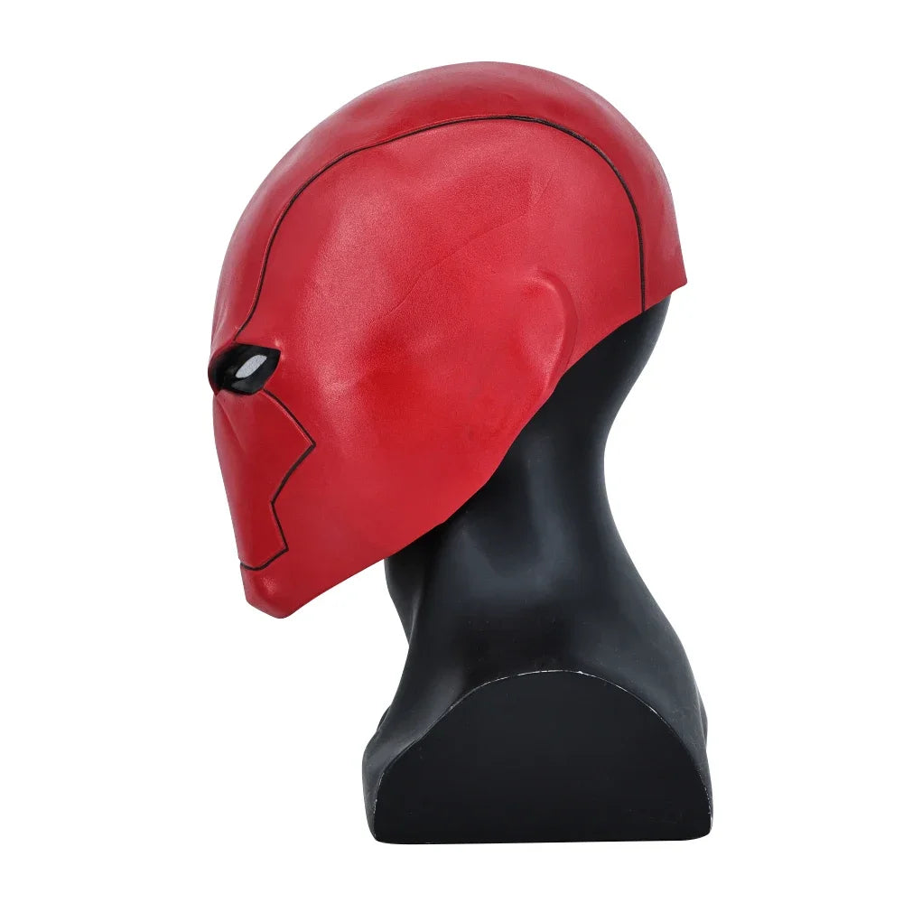 Red Hood Superhero Latex Helmet Full-Face Cosplay Mask for Adults Halloween 2026