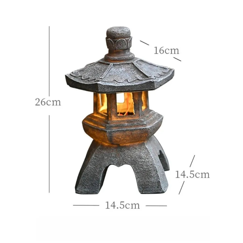 Lanterna solare pagoda in pietra resina ornamento da giardino stile zen cinese luce esterna decorazione ecologica autunno 2026