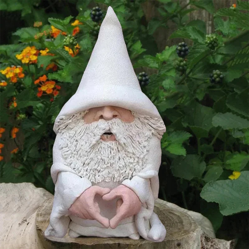 Statua gnomo da giardino in resina figura provocatoria con dito medio decorazione esterna virale TikTok regalo autunno 2026