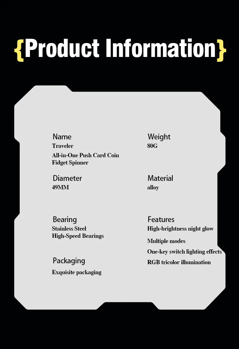 EDC Fidget Spinner Metal Luminous Push Card Coin Stress Toy