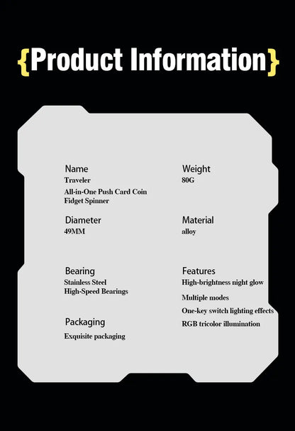 EDC Fidget Spinner Metal Luminous Push Card Coin Stress Toy