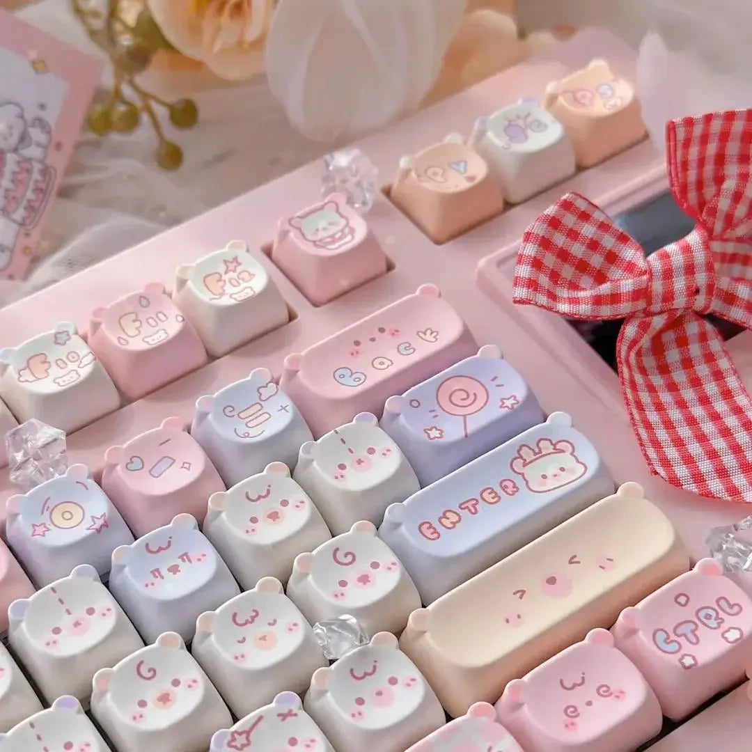 Keycaps PBT Kat Keycap Sæt Alice Layout 2.25U 2.75U Pastel Mekanisk Tastatur TikTok Viral Efterår 2025 Sød Skrivebords Gave