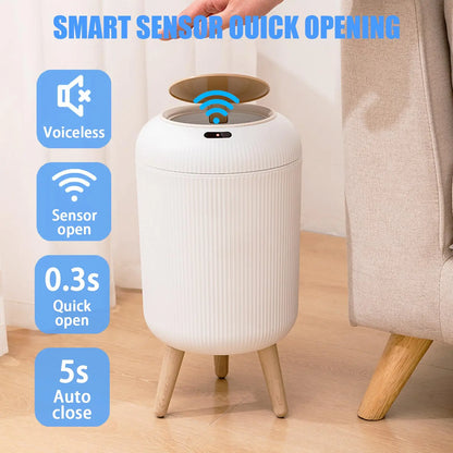 Motion Sensor Trash Can Small Plastic Smart Bin Hands Free