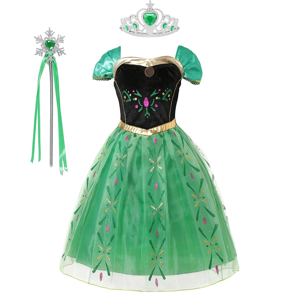 Anna Frozen-prinsessenjurk voor kinderen en meisjes, verjaardagsfeest-, carnavals- en Halloween-kostuum, vestidos 2026