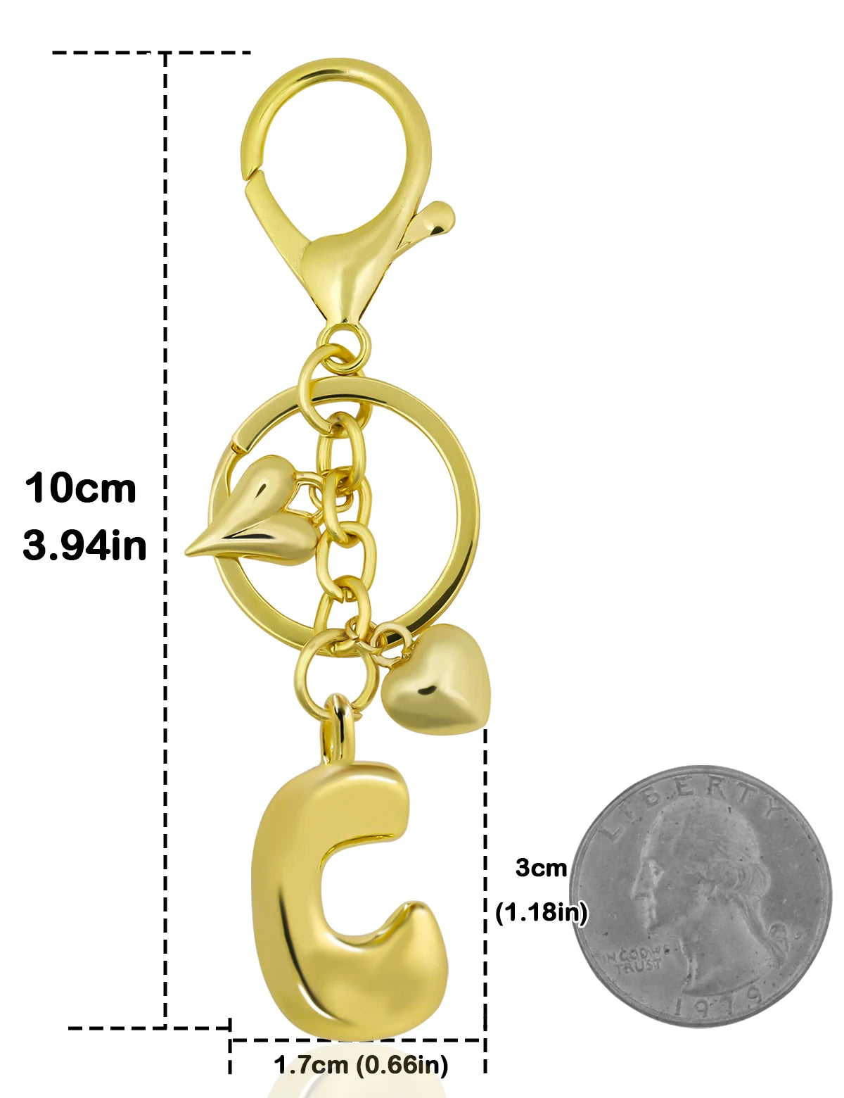 Personlig nøglering guld boblebogstav taskevedhæng gave