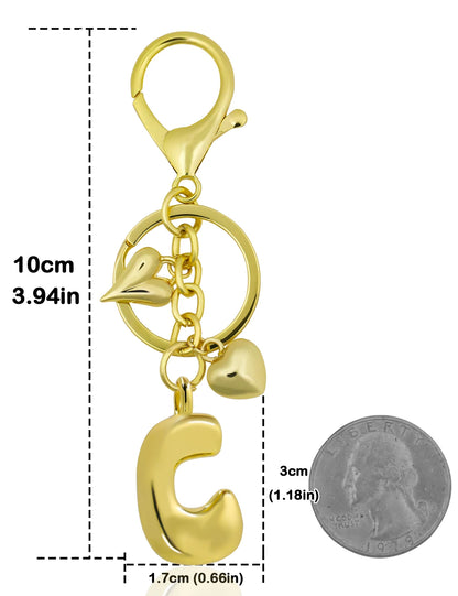 Personlig nøglering guld boblebogstav taskevedhæng gave