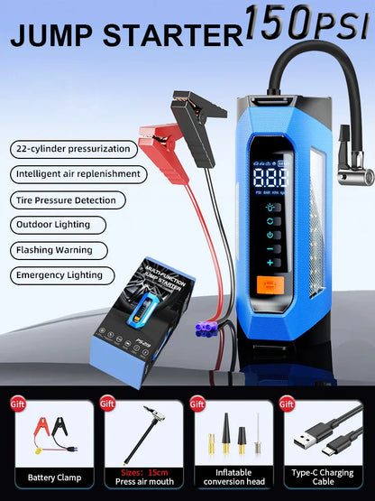 Auto Starthilfe Tragbare Powerbank 12V Mit Luftkompressor 6000A Spitzenwert Notstart 180 PSI Ablauf 2025