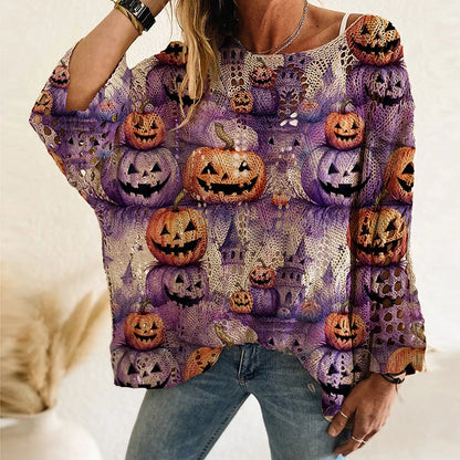 Lightweight Flowy Womens Sweater - Hollow Knit Tunic Autumn